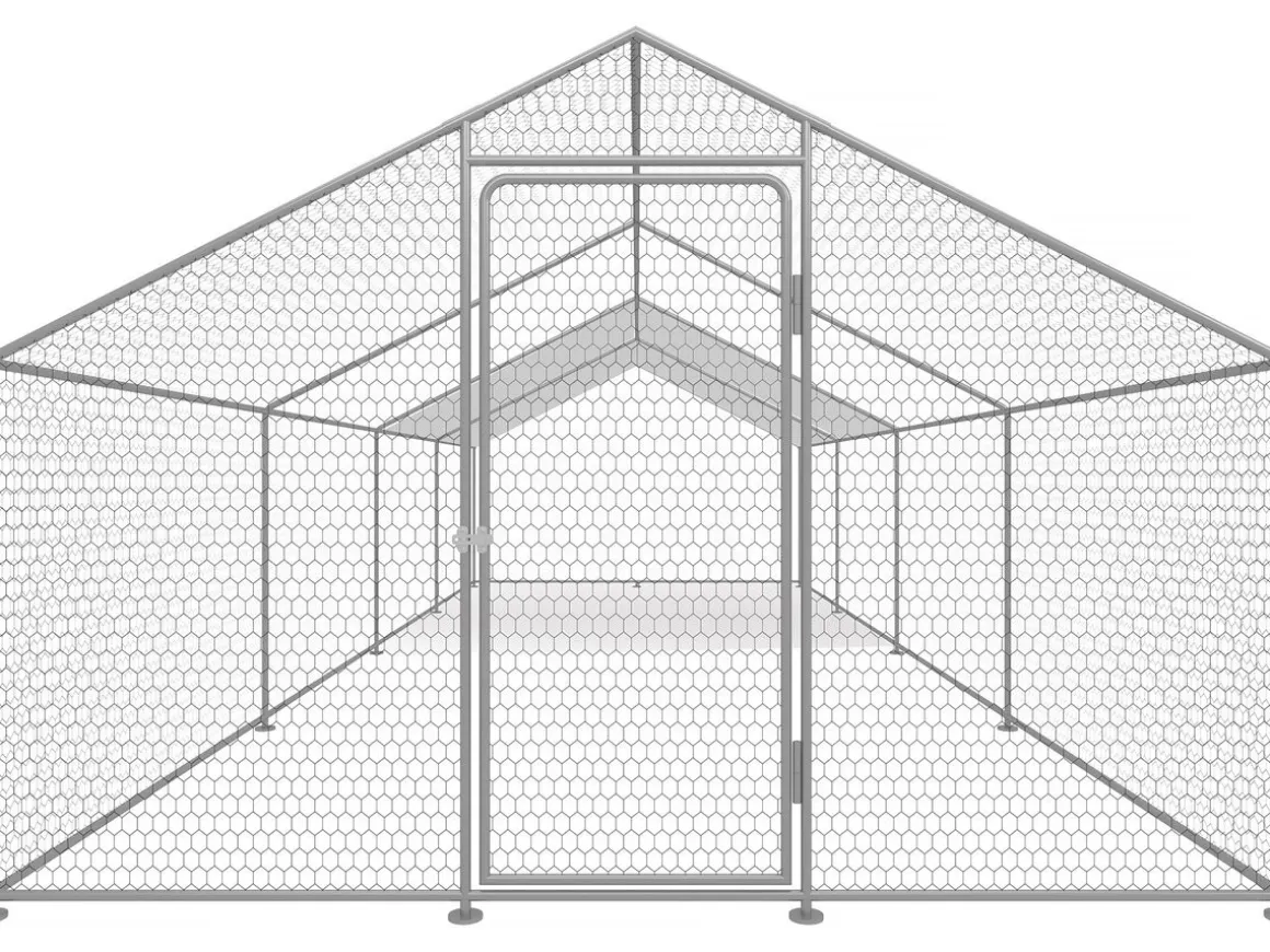 Enclos à poules 24 m² parc grillagé 8 x 3 x 2 M acier galvanisé