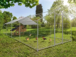 Enclos à poules 24 m² parc grillagé 8 x 3 x 2 M acier galvanisé