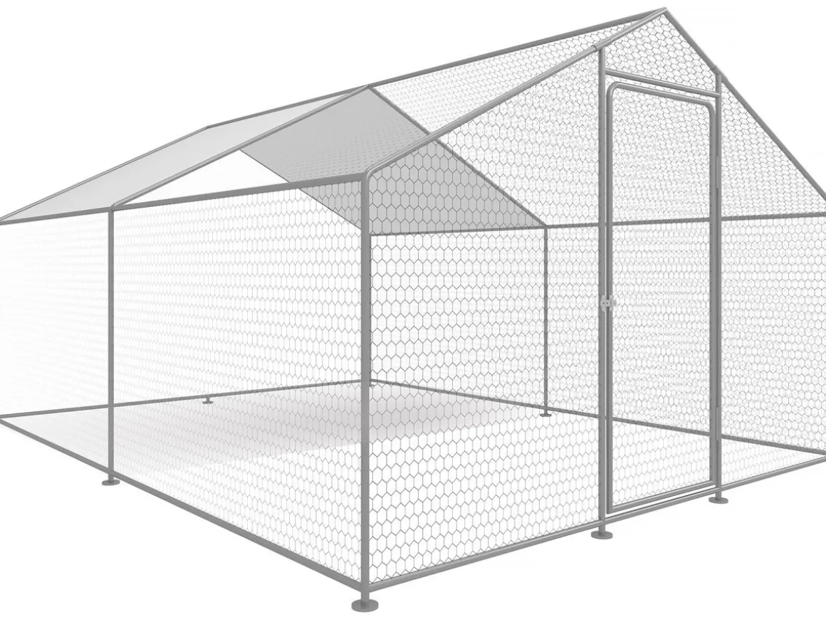 Enclos à poules 9 m² parc grillagé 3 x 3 x 2 M acier galvanisé