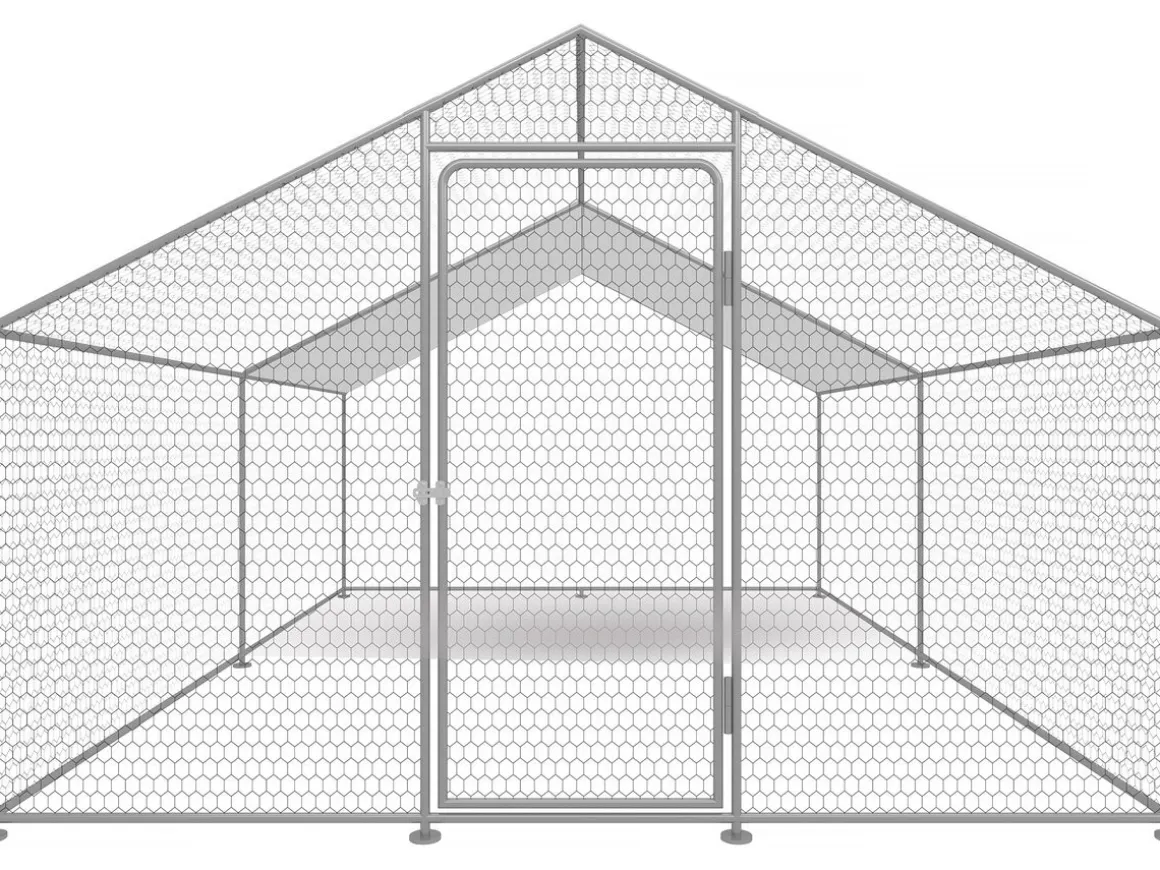 Enclos à poules 9 m² parc grillagé 3 x 3 x 2 M acier galvanisé