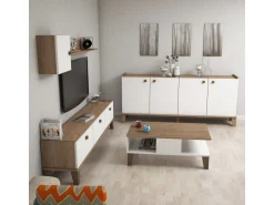 Ensemble de meubles de salon en bois "Sumer" - 180 x 41 x 77 cm - Blanc