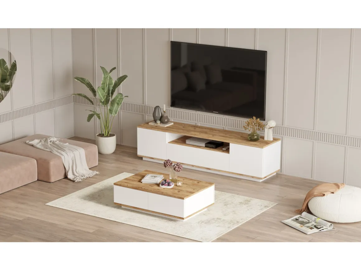 Ensemble de meubles de salon en bois "FR17" - 180 x 44 x 44 cm - Blanc