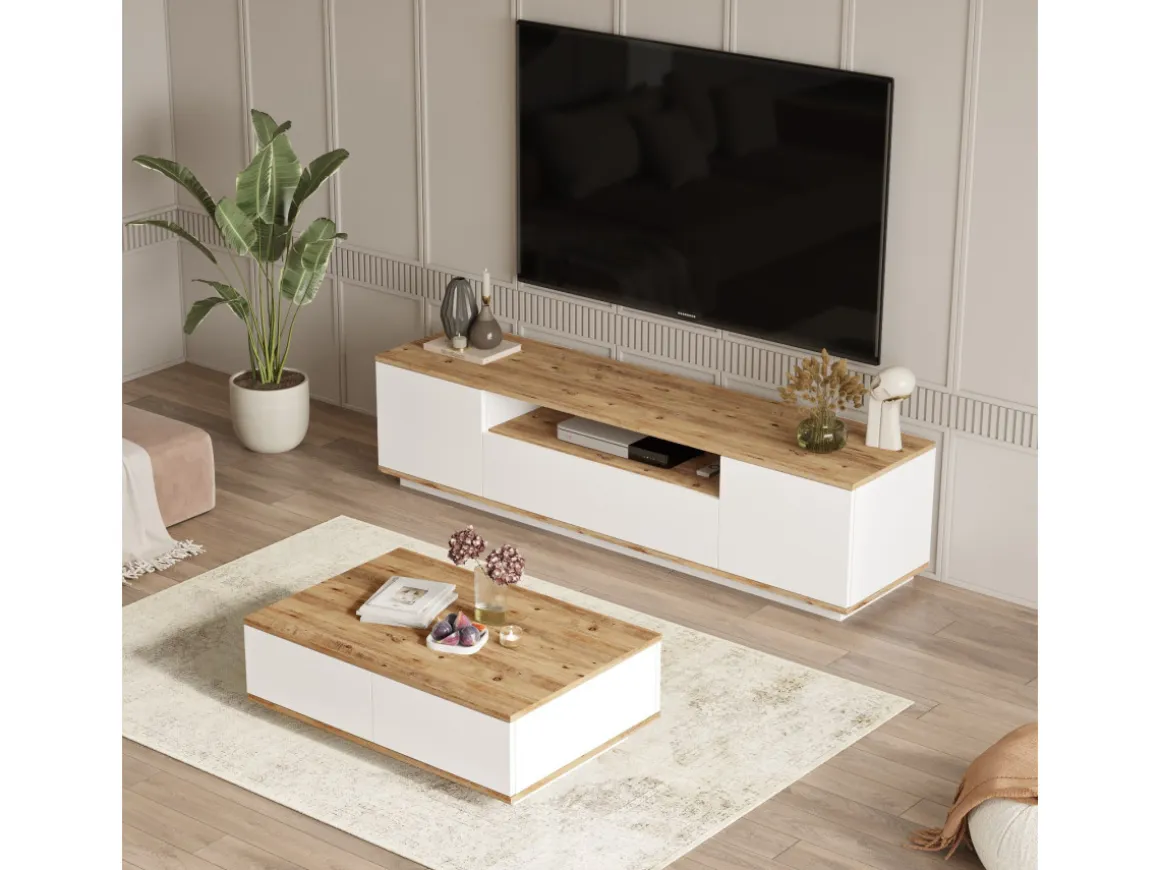 Ensemble de meubles de salon en bois "FR17" - 180 x 44 x 44 cm - Blanc