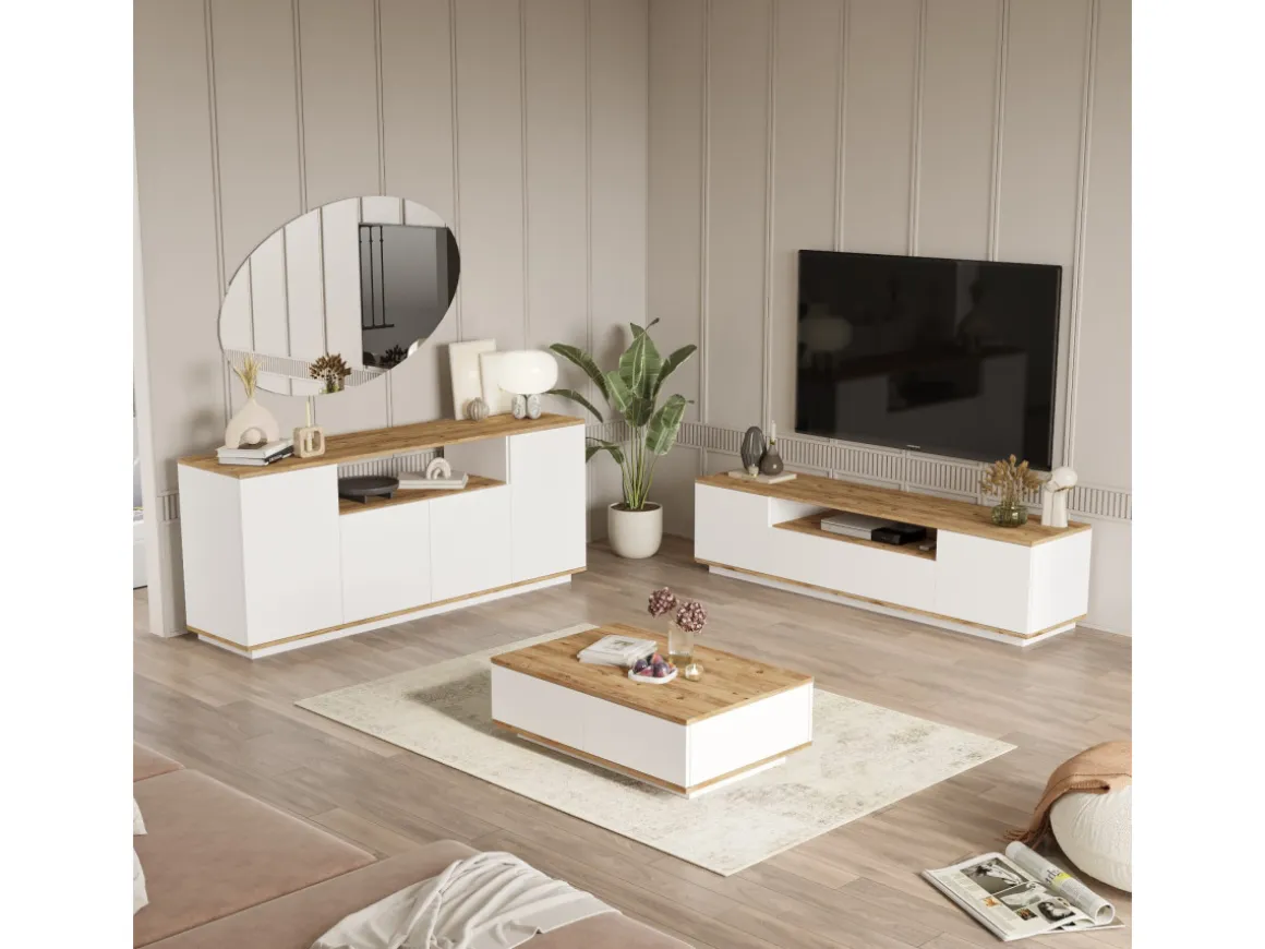 Ensemble de meubles de salon en bois "FR18" - 180 x 44 x 44 cm - Blanc