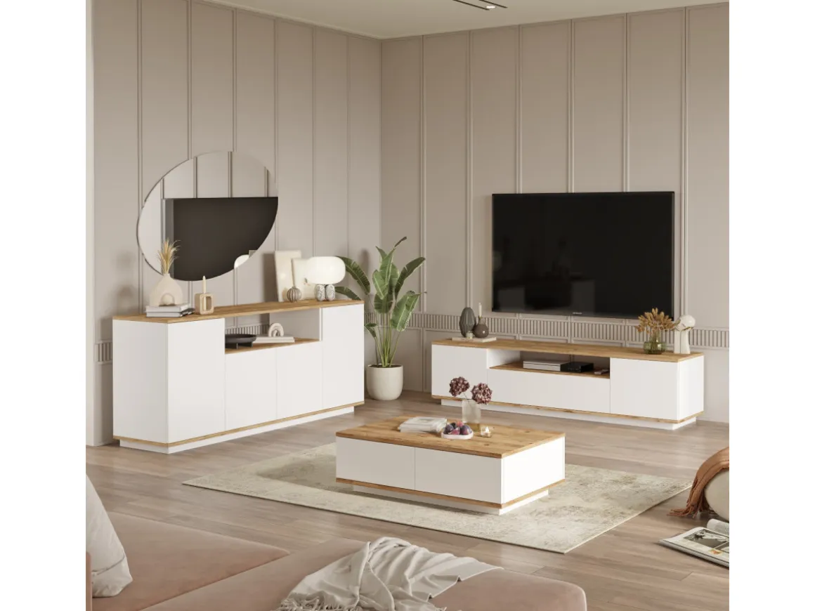 Ensemble de meubles de salon en bois "FR18" - 180 x 44 x 44 cm - Blanc