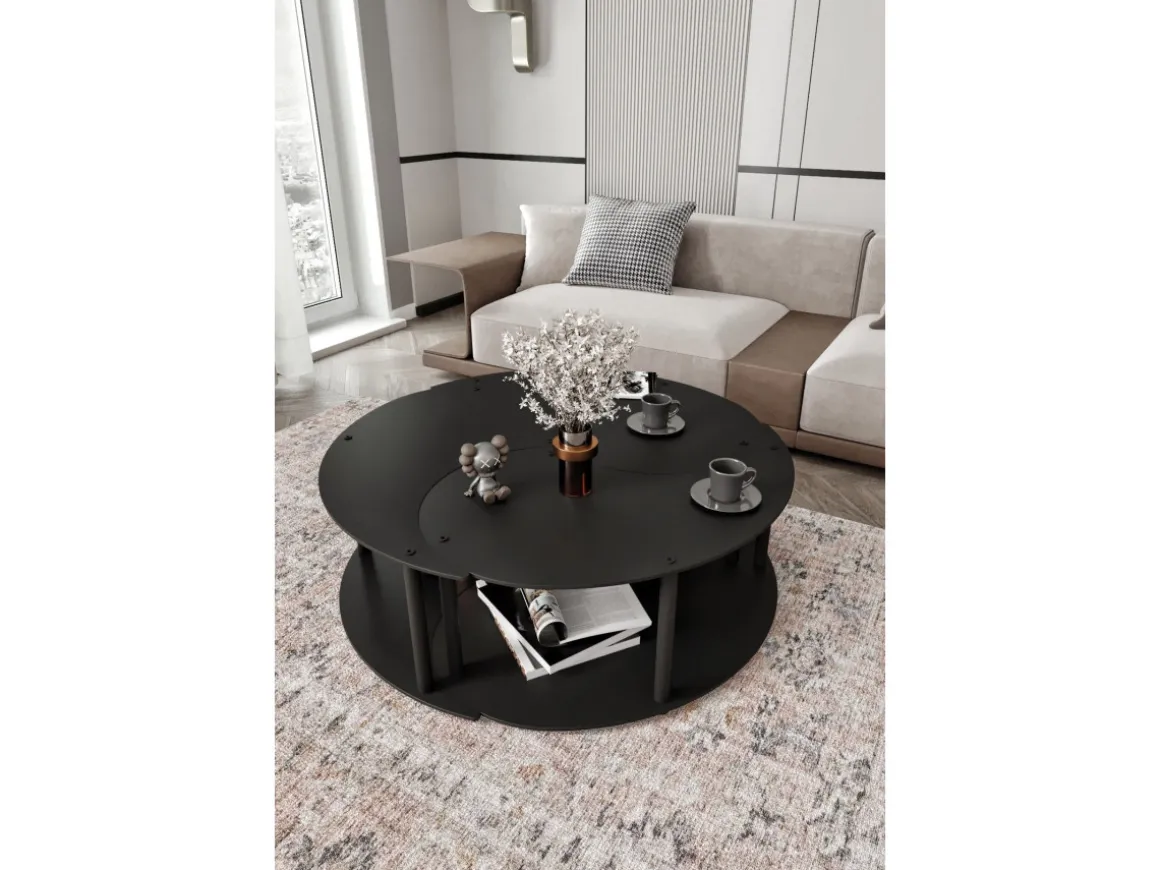 Ensemble de table basse en bois "Yin" 70 x 70 x 38 cm - Noir