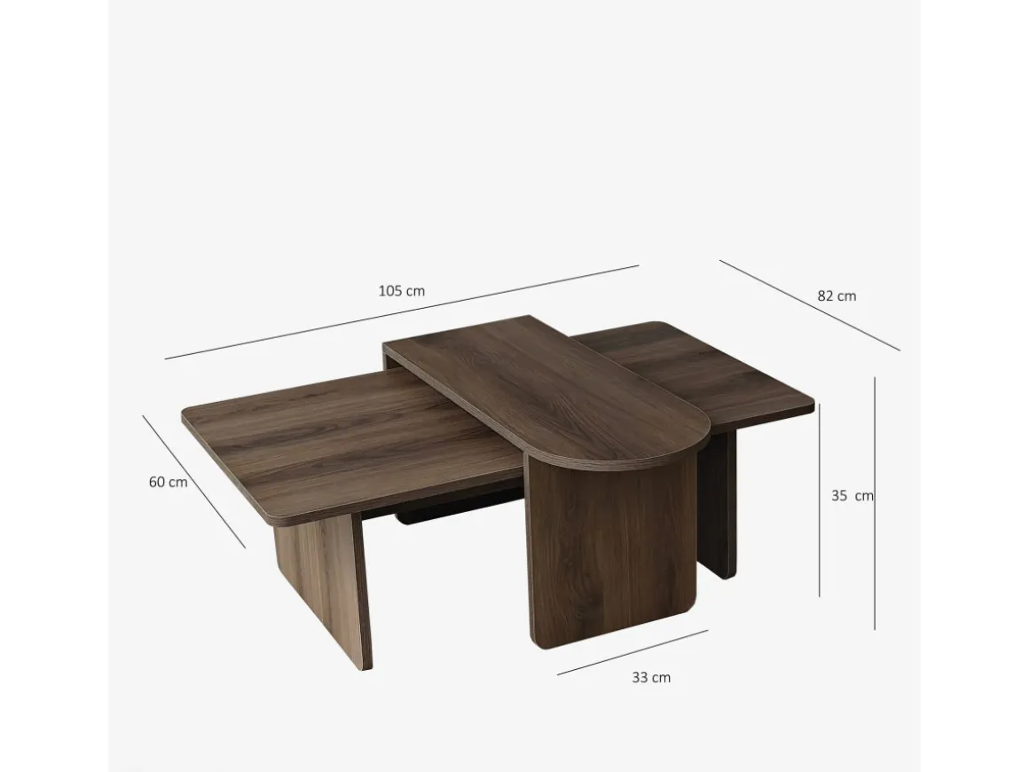 Ensemble de table basse en bois "Paris" 105 x 60 x 35 cm - Bronze