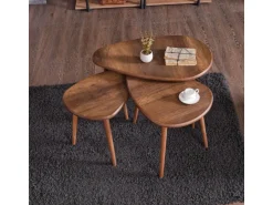 Ensemble de table basse en bois "Alvin" 80 x 52 x 50 cm - Noyer