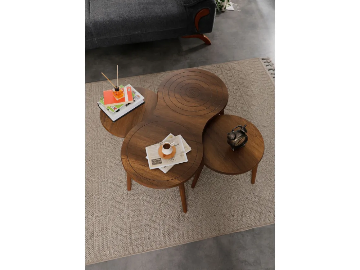 Ensemble de table basse en bois "Marlo" 100 x 50 x 45 cm - Noyer