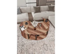 Ensemble de table basse en bois "Yin" 70 x 70 x 38 cm - Noyer