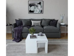 Ensemble de tables basses en bois "Ortanca" - 60 x 60 x 37 cm - Blanc