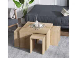 Ensemble de tables basses en bois "Ortanca" - 60 x 60 x 37 cm - Chêne Saphir