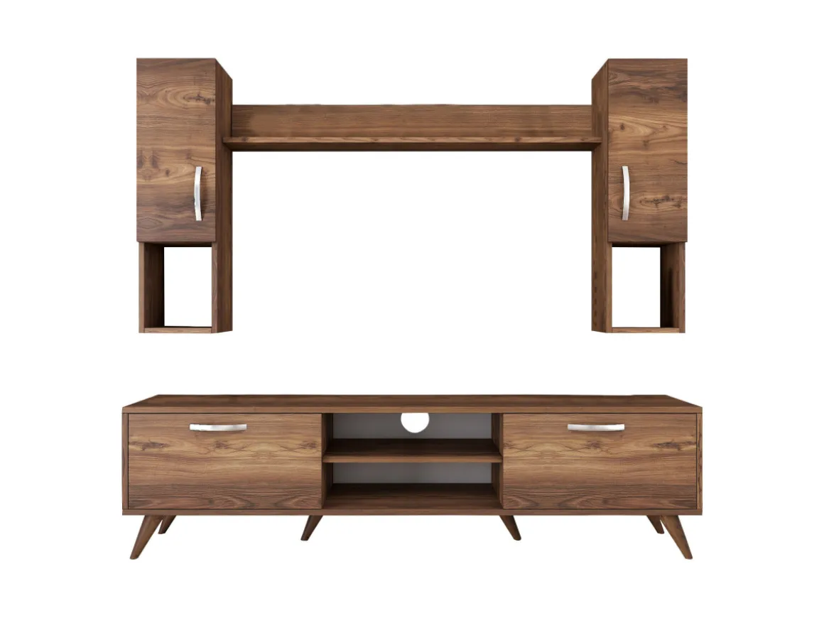 Ensemble meuble TV en bois "Mezalun" - 180 x 35 x 48 cm - Marron