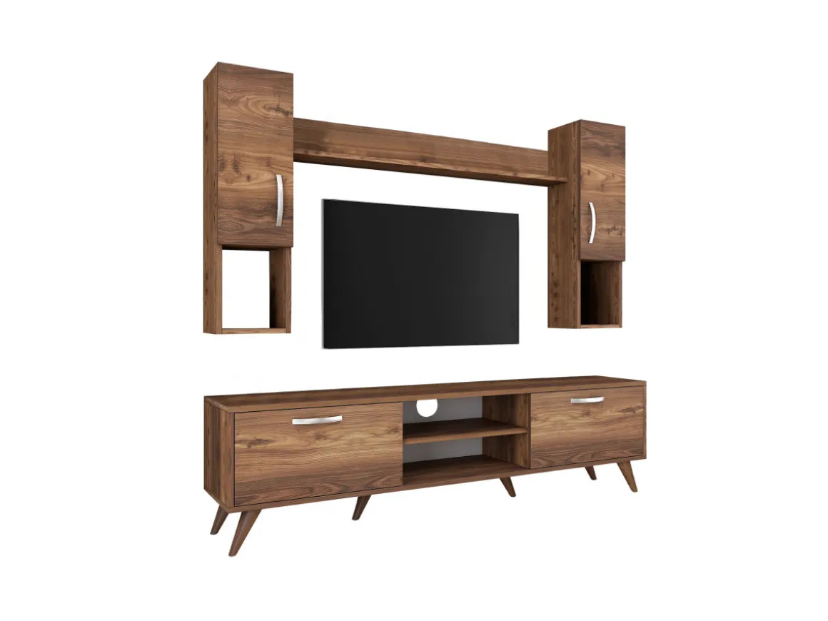 Ensemble meuble TV en bois "Mezalun" - 180 x 35 x 48 cm - Marron