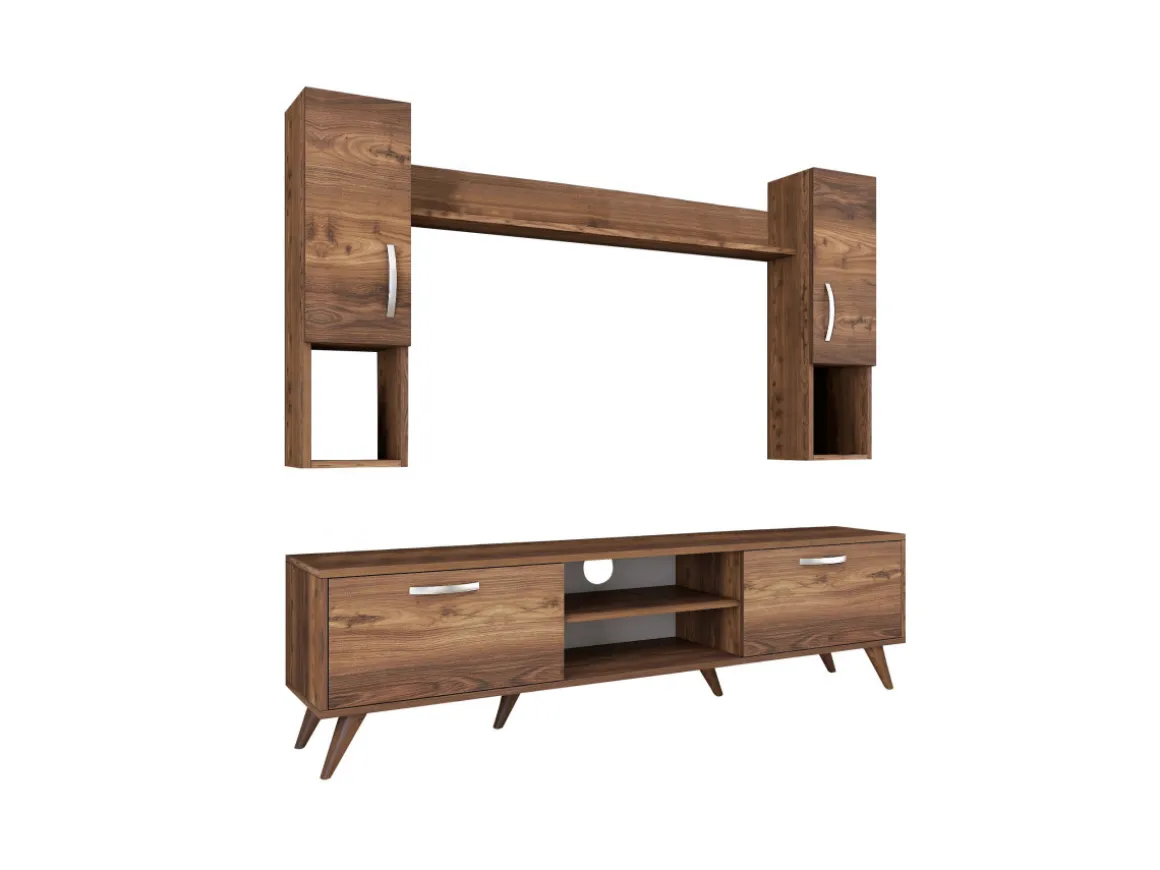 Ensemble meuble TV en bois "Mezalun" - 180 x 35 x 48 cm - Marron