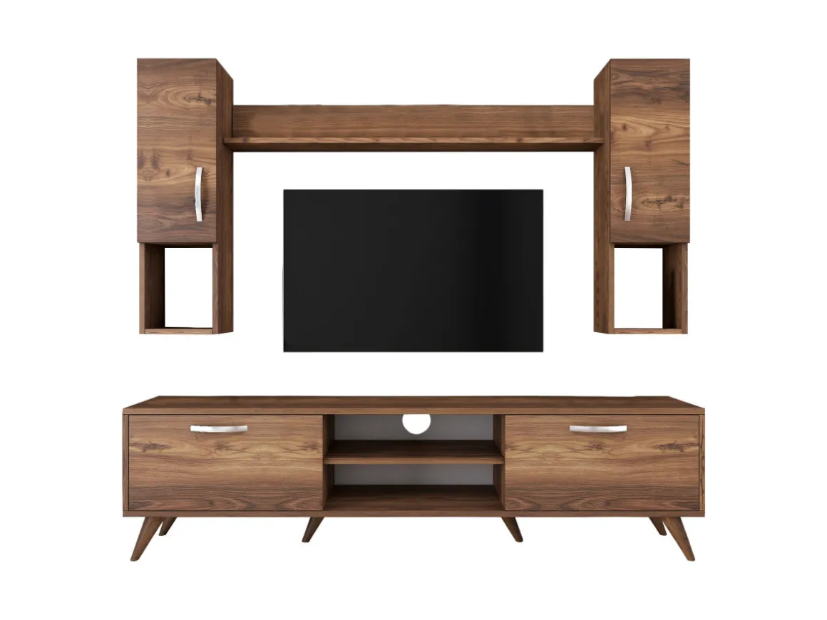 Ensemble meuble TV en bois "Mezalun" - 180 x 35 x 48 cm - Marron
