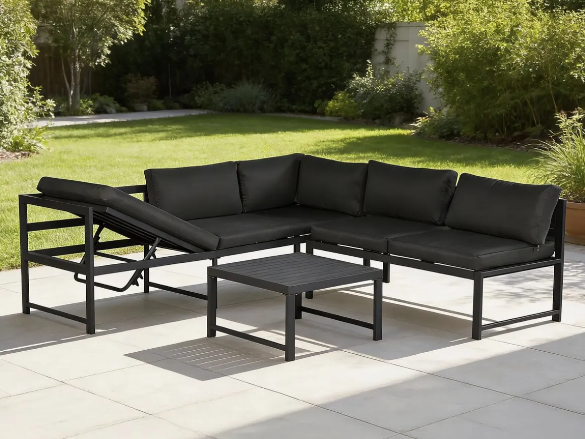 Ensemble salon de jardin en métal "Etna" - 6 places - Gris