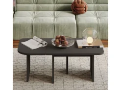 Ensemble tables basses en bois "Iris" - 90 x 45 x 35 cm - Gris anthracite