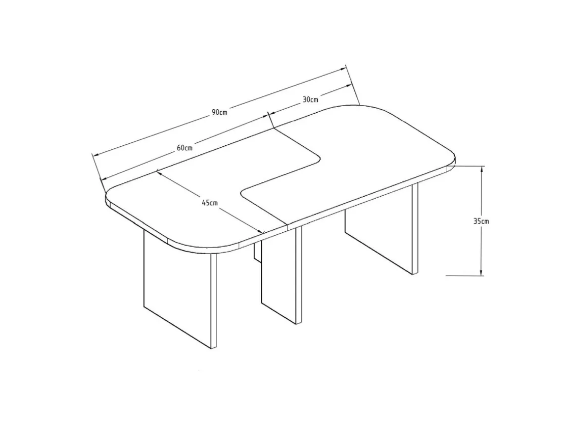 Ensemble Tables Basses en bois "Iris" - 90 x 45 x 35 cm - Noir