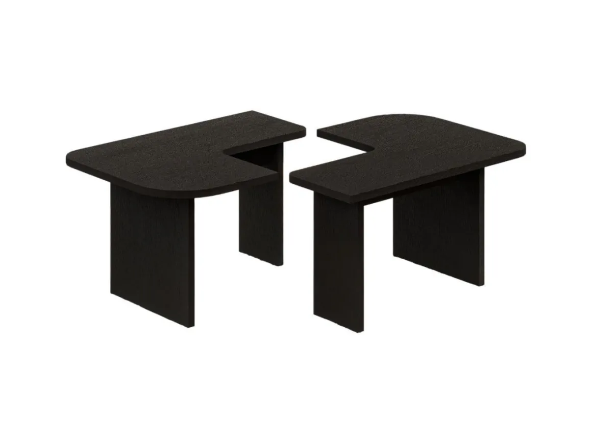 Ensemble Tables Basses en bois "Iris" - 90 x 45 x 35 cm - Noir