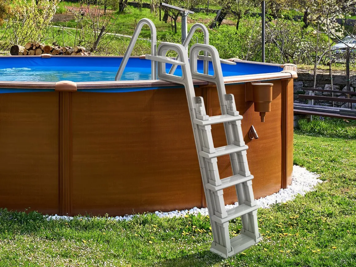 Escalier double piscine "Mario" avec système de sécurité enfant