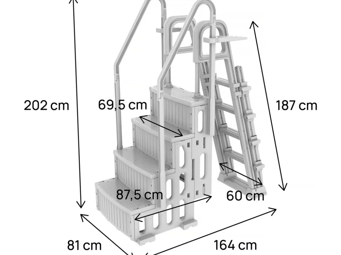 Escalier double piscine "Mario" avec système de sécurité enfant