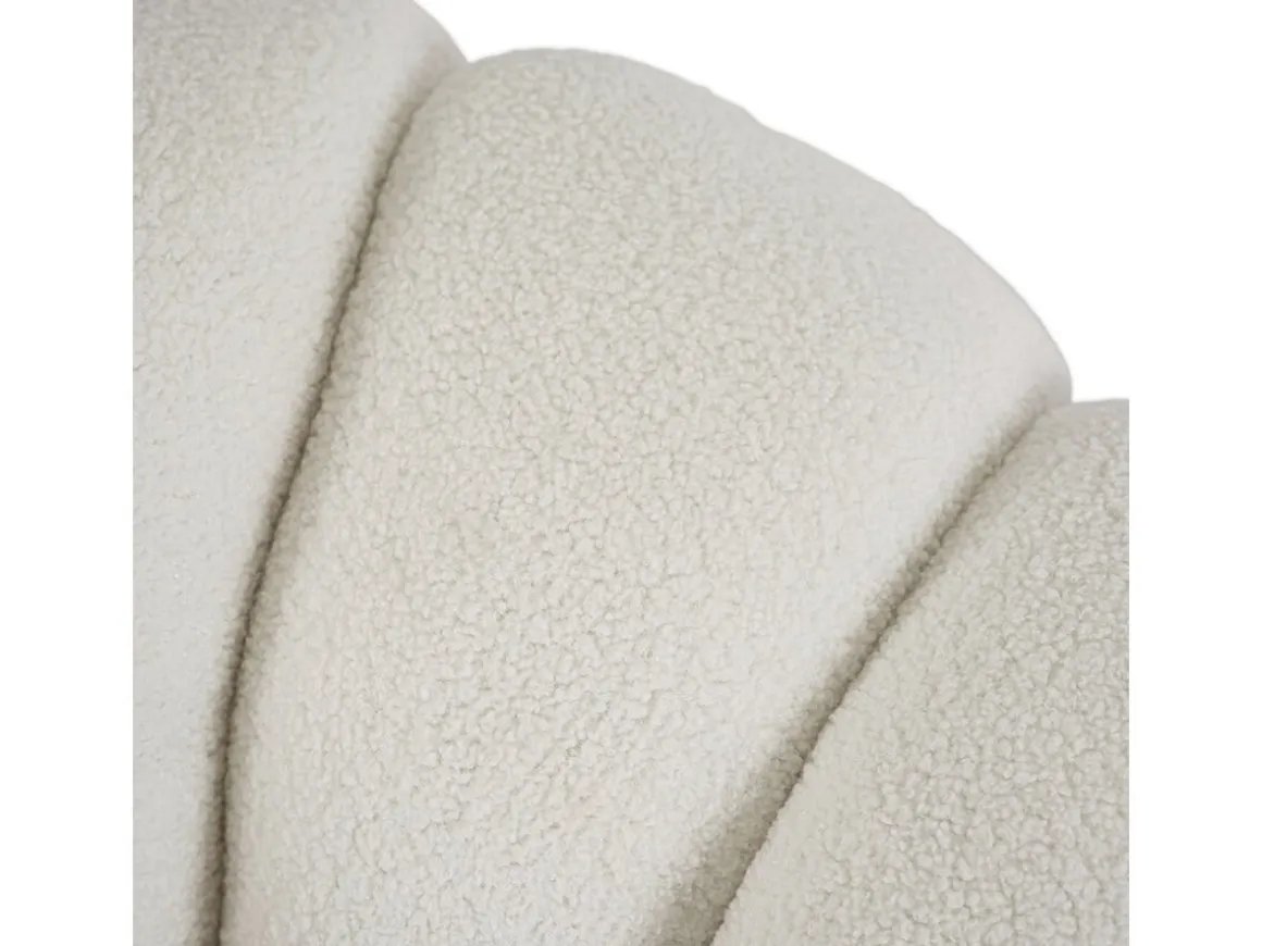 Fauteuil avec pouf style bubble en tissu bouclette "Élysée" - Crème