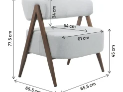Fauteuil avec structure imitation bois "Astra" - Gris clair