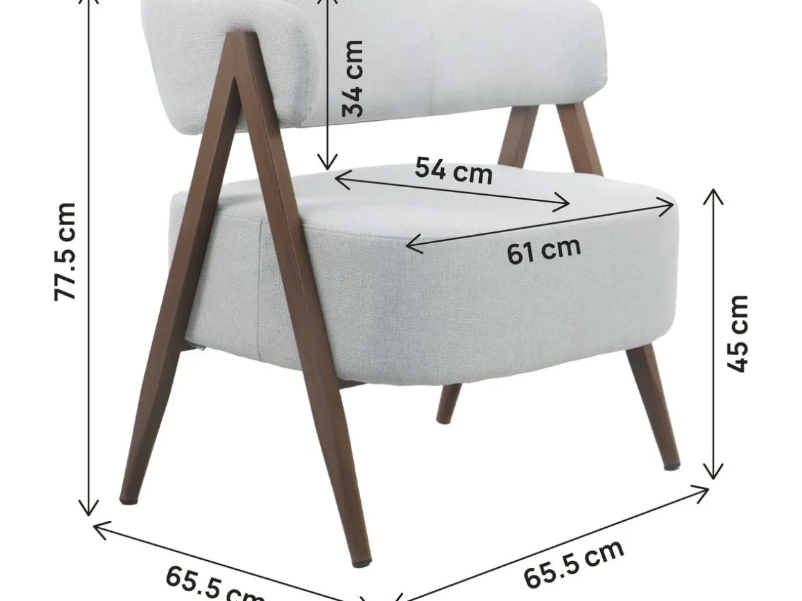 Fauteuil avec structure imitation bois "Astra" - Gris clair