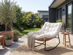 Fauteuil à bascule papasan avec coussin intérieur/extérieur 