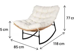 Fauteuil à bascule papasan avec coussin intérieur/extérieur 