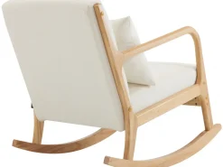 Fauteuil à bascule style scandinave bouclette et bois " Clinton " - Beige