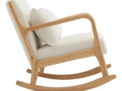 Fauteuil à bascule style scandinave bouclette et bois 