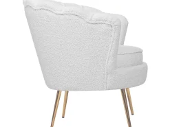 Fauteuil bouclette "Floria" - 75 x 68 x 77,5 cm -  Blanc