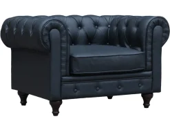 Fauteuil Chesterfield "Aliza" - 111 x 82 x 70 cm - Noir