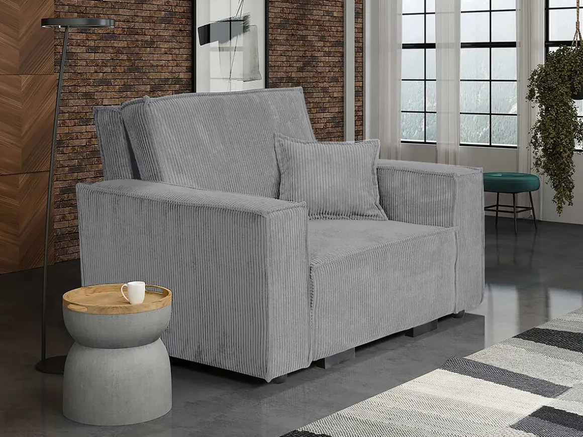 Fauteuil convertible en velours côtelé "Clivia" - Gris
