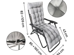 Fauteuil de jardin relax zéro gravité avec coussin matelassé "Sintra" - Taupe