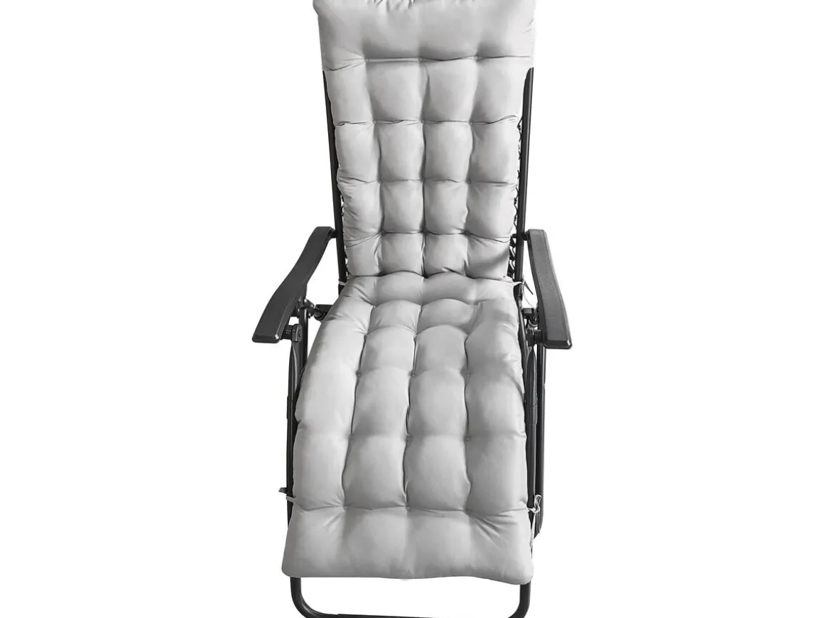 Fauteuil de jardin relax zéro gravité avec coussin matelassé "Sintra" - Noir