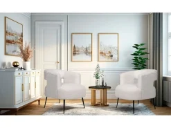Fauteuil en tissu bouclette "iris" - Blanc