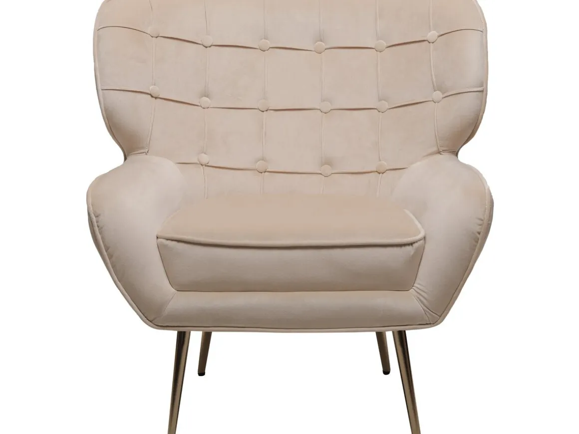 Fauteuil en velours "Austin" - 79 x 71 x 79.5 cm - Beige