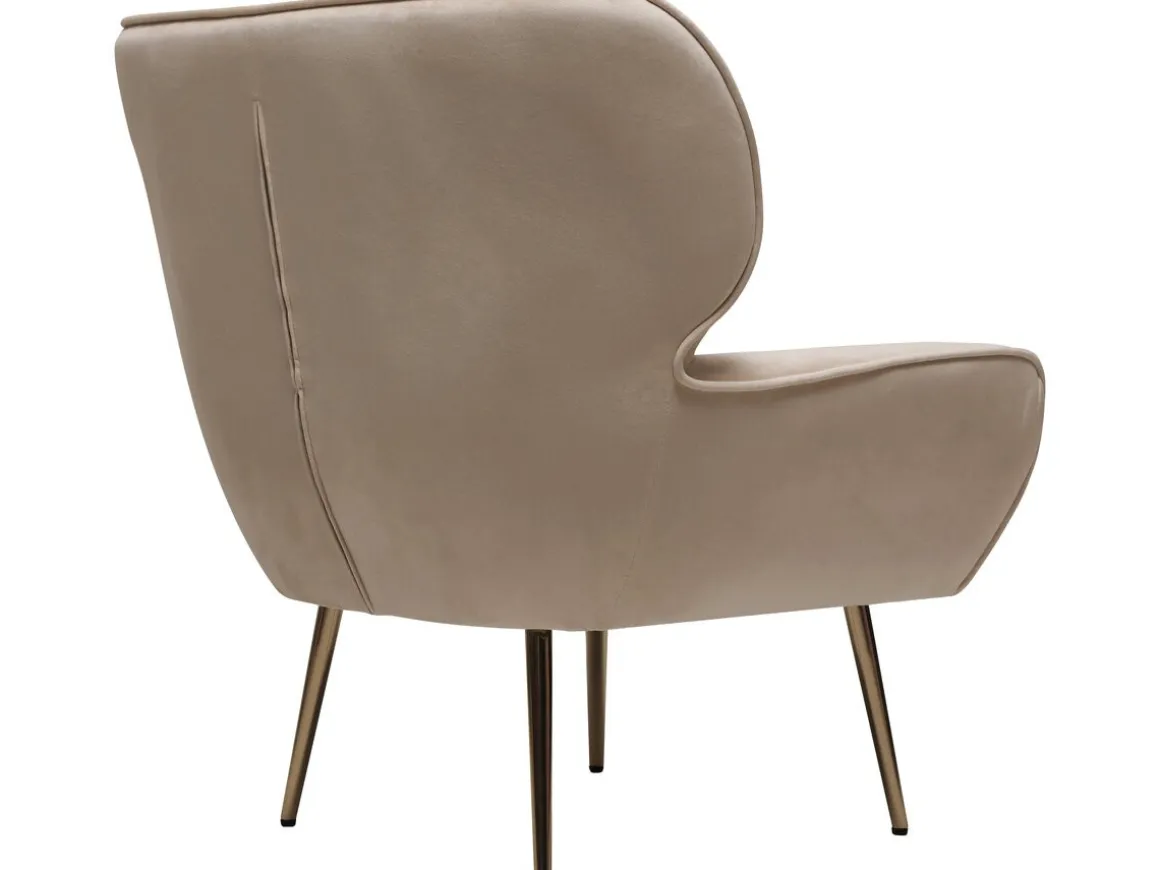 Fauteuil en velours "Austin" - 79 x 71 x 79.5 cm - Beige