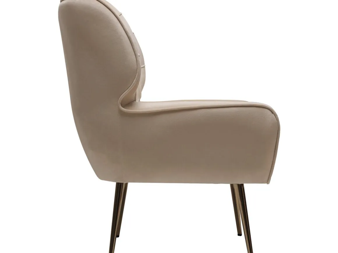 Fauteuil en velours "Austin" - 79 x 71 x 79.5 cm - Beige