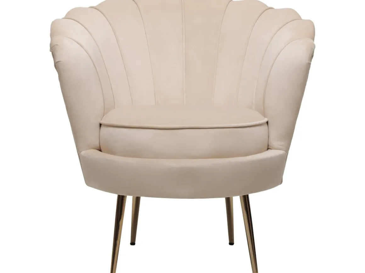 Fauteuil en velours "Floria" - 70 x 73 x 76 cm - Beige