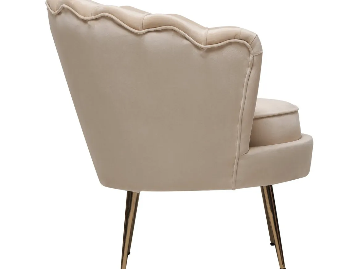 Fauteuil en velours "Floria" - 70 x 73 x 76 cm - Beige