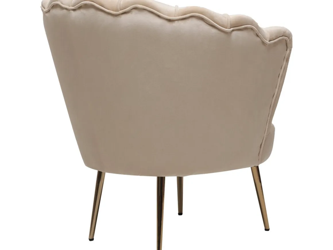 Fauteuil en velours "Floria" - 70 x 73 x 76 cm - Beige