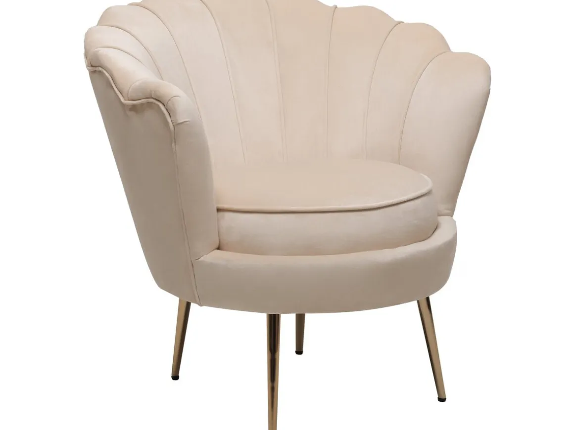 Fauteuil en velours "Floria" - 70 x 73 x 76 cm - Beige