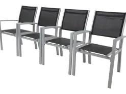 Fauteuil jardin Alu/Textilène "Tropic" - Phoenix - Noir - Lot de 2