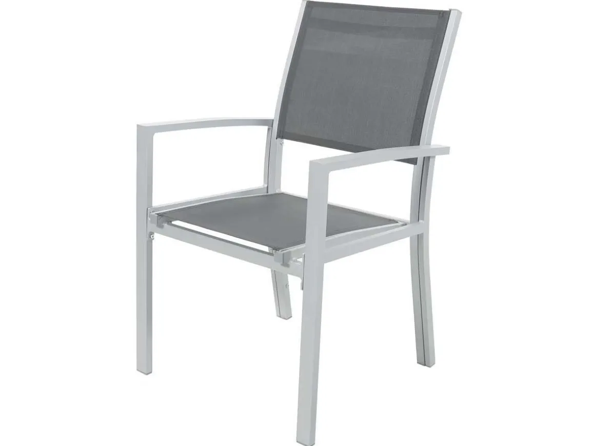 Fauteuil jardin Alu/Textilène "Tropic" - Phoenix - Gris foncé - Lot de 2