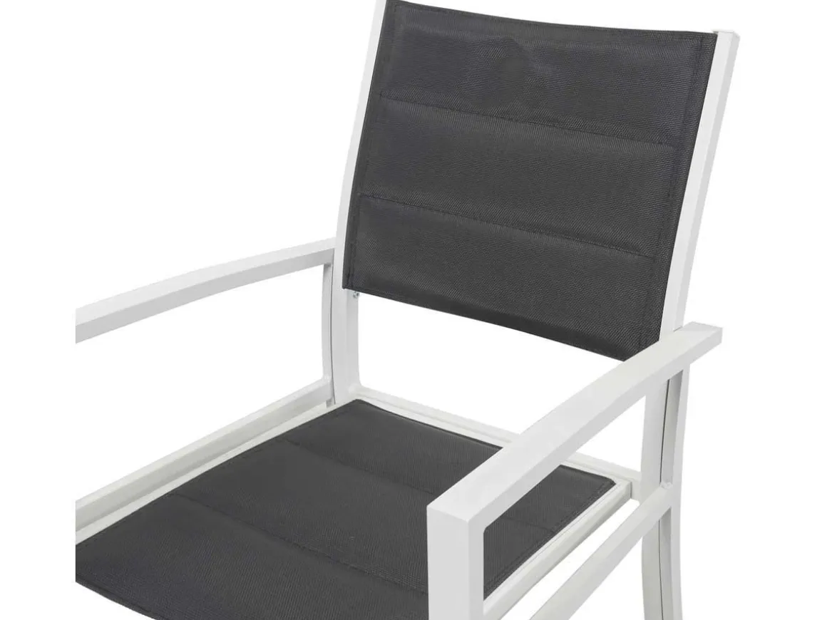 Fauteuil jardin Alu/Textilène "Brazil / Canaries" - Phoenix - blanc / gris foncé