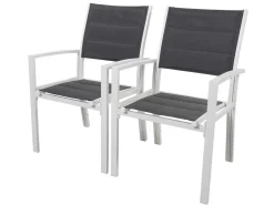 Fauteuil jardin Alu/Textilène "Brazil / Canaries" - Phoenix - blanc / gris foncé